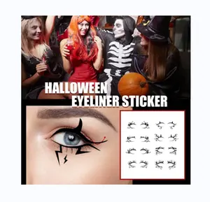 Черные виниловые реалистичные накладные ресницы на лицо на день всей жизни, костюм страшной летучая мышь, наклейки на глаза для Хэллоуина