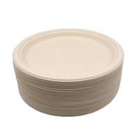 Assiette jetable biodégradable en bagasse de qualité supérieure, ronde, naturelle/blanche, à compartiments, 6/7/9/10 pouces