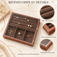Plateau de rangement en velours personnalisé pour bijoux, insert de tiroir avec logo, compartiments personnalisables, séparateurs amovibles pour bagues et boucles d'oreilles