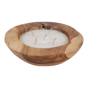 Candela profumata decorativa rotonda in legno di teak per soggiorno, camera da letto, bagno - Product Image 4