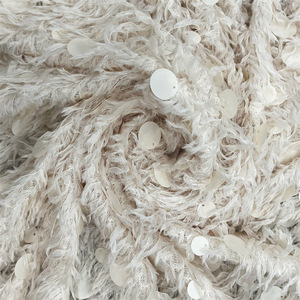 Nuevo Diseño de Tela de Encaje con Plumas y Lentejuelas Grandes, Tela de Terciopelo con Lentejuelas Bordadas para Vestidos de <span class=keywords><strong>Mujer</strong></span> y Abrigos de Invierno - Product Image 6