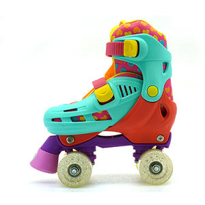 Chaussures de sport personnalisées en plastique dur pour enfants Quad <span class=keywords><strong>Roller</strong></span> réglable professionnel <span class=keywords><strong>avec</strong></span> <span class=keywords><strong>bouton</strong></span> poussoir facile à résister aux chocs - Product Image 1