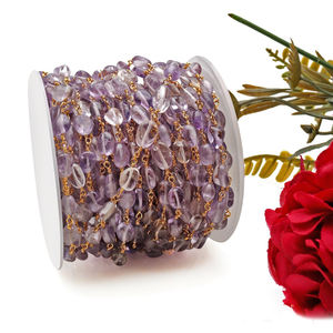 Rosario chapado en oro Natural Tumble Gemstone Ametrine Tumble Beads 8x5 MM Beads Rosario Cadena Collar Cadena Venta al por mayor Joyería Hacer - Product Image 5