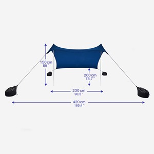 Grande tente de plage familiale portable, imperméable, à ouverture rapide, avec <span class=keywords><strong>4</strong></span> sacs de sable, pour le camping en plein air, protection solaire, coupe-vent, abri solaire - Product Image 3