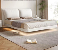 Lit intelligent moderne et luxueux avec revêtement en cuir capitonné et cadre souple, lit pour tout-petit, ensemble de cadre de lit Queen/King Size