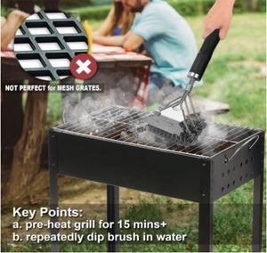 Brosse de nettoyage pour barbecue HLM Safe BBQ Brush Grill-18'' en acier inoxydable pour grilles en porcelaine/<span class=keywords><strong>Weber</strong></span> à gaz/charbon de bois - Product Image 3