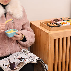 Juego de vajilla de lujo para aperitivos y frutas, Set de platos de postre con bandeja de cerámica de bambú, aperitivos y dulces - Product Image 3