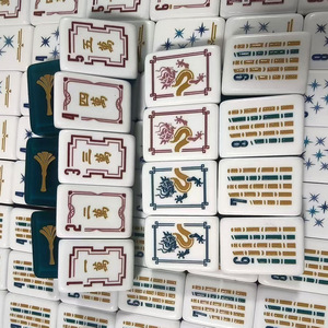 Tuiles de Mahjong américaines en acrylique, 160 pièces, motif feuilles de Ginkgo dorées, classiques, faites à la main, de luxe, personnalisées, prix d'usine - Product Image 4