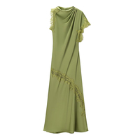 PB&ZA Robe Midi Asymétrique Femme Été 2026 Nouvelle Collection Dentelle Vintage Unie Épaule Unique Simple Robe Mujer