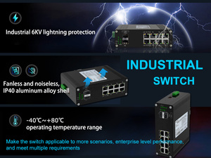 Commutateur Poe industriel géré Gigabit avec 8 ports <span class=keywords><strong>RJ45</strong></span> 2 ports SFP Fonction SNMP réseau DC 48 ~ 57V - Product Image 3