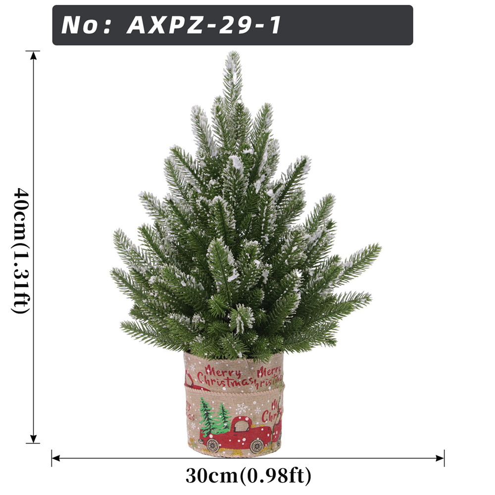 Mini albero di Natale artificiale innevato in lino con vaso rosso per camion