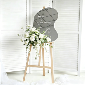 Panneau de bienvenue en acrylique en forme de nuage de 18x24 pouces pour mariage, tableau vierge effet miroir pour décoration d'entrée de fête, vente en gros, usine OEM - Product Image 1