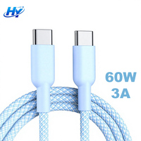 Cable de Carga Rápida de 60W 3A, Tipo-C PD, 1m/2m/3m, Cable de Datos Trenzado de Nailon para Teléfono Móvil, Laptop, Banco de Energía, Cámara, Impresora