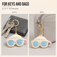 Pendentifs 3D amusants sur le thème des lunettes, porte-clés de voiture et porte-clés en PVC, logo personnalisé disponible auprès du fabricant