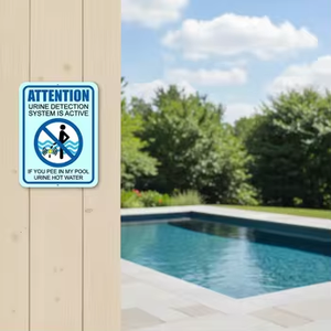 Letrero de Aluminio Personalizado de 9*12 Pulgadas con Sistema de Detección de Orina: El Sistema Activa la Alarma <span class=keywords><strong>si</strong></span> Orina en Mi Piscina, Agua Caliente - Product Image 4