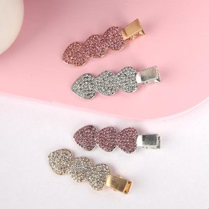 Outil de coiffure de luxe argent or sans courbure Barrettes <span class=keywords><strong>plates</strong></span> diamant épingle en métal strass pinces à cheveux sans plis pour le maquillage Bang - Product Image 3