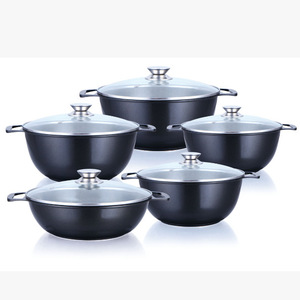 <b>Cookware</b> <b>Set</b> Marble Die Cast Non Stick Pots With Lids 10 Piece <b>Induction</b> Compatible Oven Safe Superior Quality - Product Image 2