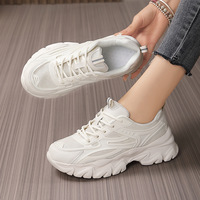 Chaussures de sport antidérapantes pour femmes, noires, amincissantes, rehaussantes, style Dad Shoes ; Tendance, à semelle épaisse, confortables, avec empeigne en maille