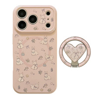 Coque de téléphone magnétique pour filles avec motif lapin mignon et fleurs violettes, support cœur d'amour, pour iPhone 11, 15, 16, 17 Pro Max