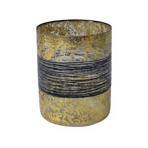 Porte-bougie en verre artisanal enroulé de fil doré noir, lanterne décorative, décoration personnalisée pour la maison et le jardin, vente en gros - Product Image 1