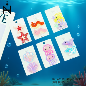 Fermagli per capelli serie Ocean con creature marine colorate per bambini e ragazze, 1200 pezzi per scatola - Product Image 3