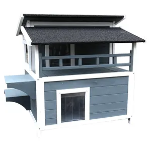 Manufacture modern cat villa wooden house for small animals with balcony