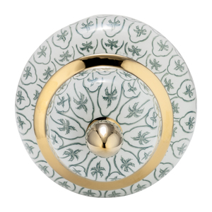 Vaso decorativo in ceramica con motivo a palma verde e bordo dorato per l'arredamento del soggiorno. - Product Image 6