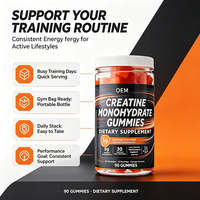 Gummies de créatine monohydrate à marque privée OEM, 60 unités, 5000 mg, saveur citron, complément alimentaire