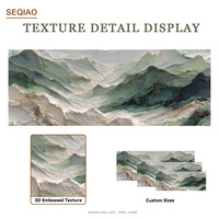 Tableau mural 3D peint à la main, paysage de montagne brumeux, relief texturé, encadré, décoration moderne pour salon, hôtel, bureau, cadeau