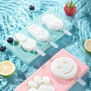 Cấp thực phẩm Silicone Ice Cube khuôn đáng yêu phim hoạt hình Popsicle Maker với Stick Ice Cream công cụ - Product Image 3