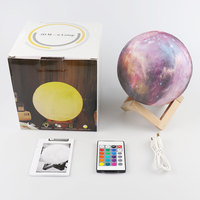 Lampe de ciel étoilé télécommandée en PVC imprimé en 3D Colorful Planet Moderne 16 couleurs Lumière lunaire avec alimentation CC Rechargeable