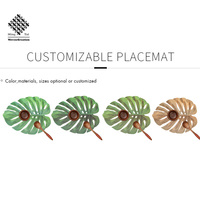 Nouveau Set de Table en Cuir Imprimé Vinyle, Résistant à la Chaleur, Forme Personnalisée Feuille, Décoration de Mariage et Restaurant, Imperméable, Luxe