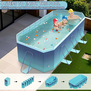 Foldable <strong>Pool</strong> <strong>Non</strong>-<strong>Inflatable</strong> Swimming <strong>Pool</strong> for Kids and Adults Outdoor Rectangle Swimming <strong>Pool</strong> Family Water Outdoor Game