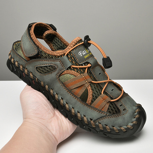 편안한 부드러운 어퍼 좋은 품질 여름 해변 재미 남자 순수 가죽 샌들 - Product Image 5