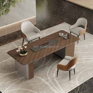 Zitai elegante <span class=keywords><strong>High</strong></span>-End Design moderno scrivania da tavolo MDF con LED di ricarica Wireless per capo presidente Senior Executive - Product Image 5