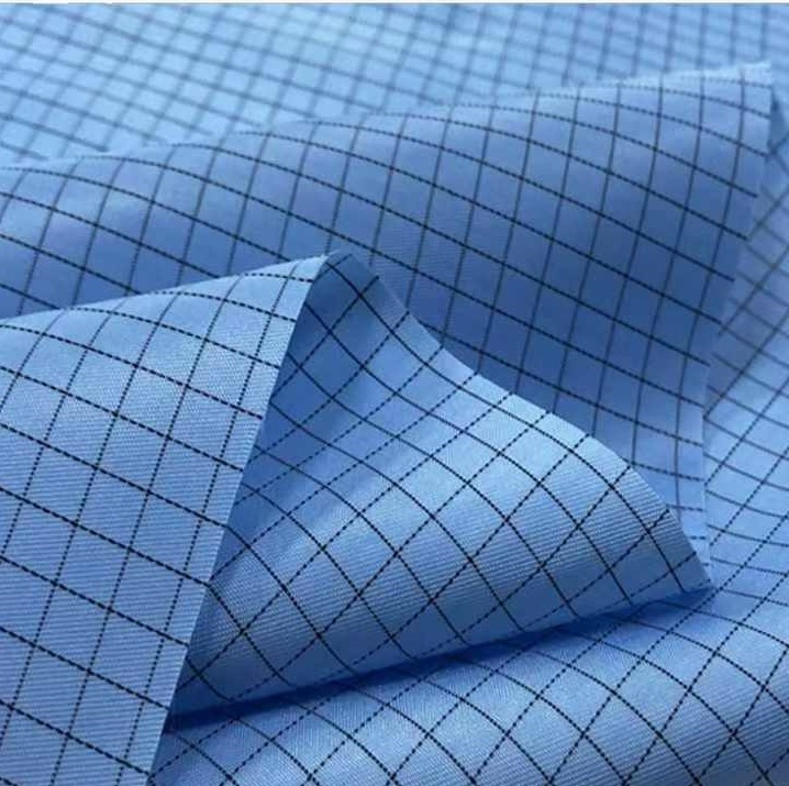32*32 Organic Bamboo Fiber Grid Polyester Cotton Anti-Static Blended Fabric Functional Protective Sale for Boys and Girls Suits