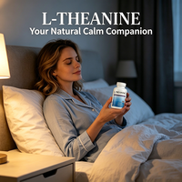 L-Theanine 200mg dengan Kapsul Passion Flower 60 Buah Non-GMO Bebas Gluten Bebas Kedelai Tidak untuk Ibu Hamil Suplemen OEM