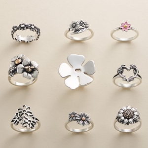 <span class=keywords><strong>Anello</strong></span> Vintage Boho Floreale da Donna in Argento Sterling S925 James Avery <span class=keywords><strong>con</strong></span> Dettagli Ape e <span class=keywords><strong>Margherita</strong></span>, <span class=keywords><strong>Anello</strong></span> Impilabile - Product Image 1