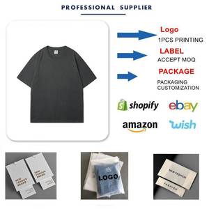 广州t恤厂家批发t恤落肩重量级260g定制品牌logo印花空白男式t恤 - Product Image 4