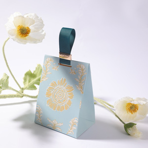 Mini bolsa de papel azul pequeña personalizada con cierre de cinta | Bolsa de regalo de dulces para cosméticos | Mini caja de regalo - Product Image 4