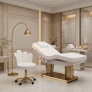 Luxury Modern Adjustable 4 Motors Massage <b>Bed</b> Gold Base Cosmetic <b>Bed</b> Heating Function Electric Beauty <b>Bed</b> USB Charging Port - Product Image 1