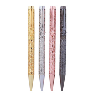 <span class=keywords><strong>Stylo</strong></span> bille rétro en métal ajouré, <span class=keywords><strong>stylo</strong></span> torsadé floral de luxe, 4 couleurs plaquées, élégant, idéal pour femme et affaires - Product Image 1