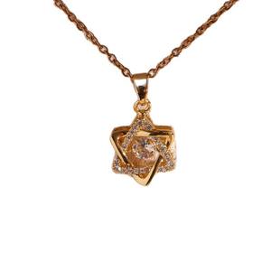 Colgante de oro rosa de cobre de lujo de 18 quilates con diseño de bloqueo de diamante completo Collar de estrella de seis puntas de acero de titanio para mujer - Product Image 5