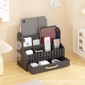 Bamboo Mail Organizer Desktop <b>Storage</b> <b>Box</b> With <b>Drawer</b> For Office Supplies And Household Gadgets - Product Image 3