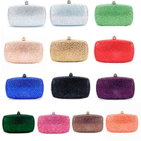Pochette rigide pour femme entièrement ornée de strass et de cristaux, avec fermoir décoratif, idéale pour les soirées, mariages, bals de promo et cocktails