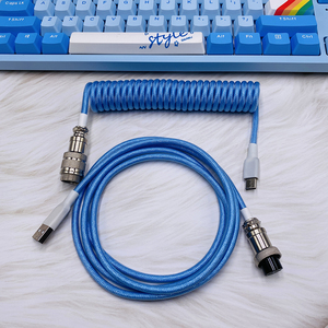 <span class=keywords><strong>Câble</strong></span> en spirale à 5 fils, <span class=keywords><strong>double</strong></span> gaine, <span class=keywords><strong>câble</strong></span> <span class=keywords><strong>USB</strong></span> tressé, chargeur rapide, <span class=keywords><strong>câble</strong></span> en spirale pour clavier mécanique - Product Image 4