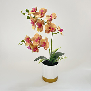 Bunga Anggrek <span class=keywords><strong>Phalaenopsis</strong></span> Bonsai Buatan Tangan Ringan Dekorasi Dalam Ruangan Tanaman Pot - Product Image 6