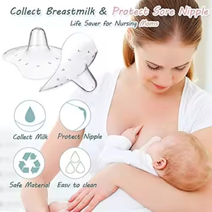 Protecteur de <span class=keywords><strong>mamelon</strong></span> anti-morsure pour mère en silicone ultra fin pour l'allaitement du nouveau-né 2 paquets blanc sans BPA - Product Image 4