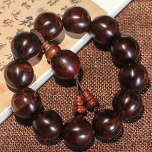 Lao Rosewood Bracelet 20mm Black Oil Old Material Fine <b>Mirror</b> Finish Geometric <b>Ball</b> Shape Unisex Everyday Wear - Product Image 3