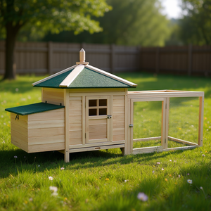 Poulailler en bois de 77 pouces avec nichoir, plateau amovible, utilisation toutes saisons - Product Image 2